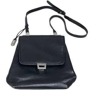 Hartmann vintage leather purse, black, toggle flap closure, EUC